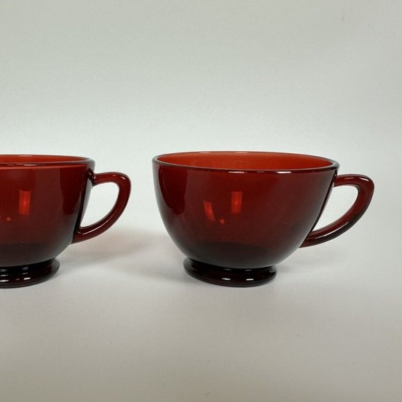 Set of 2 Vintage‎ ROYAL RUBY Red Depression Glass Punch Tea Cups ANCHOR HOCKING - Picture 2 of 8